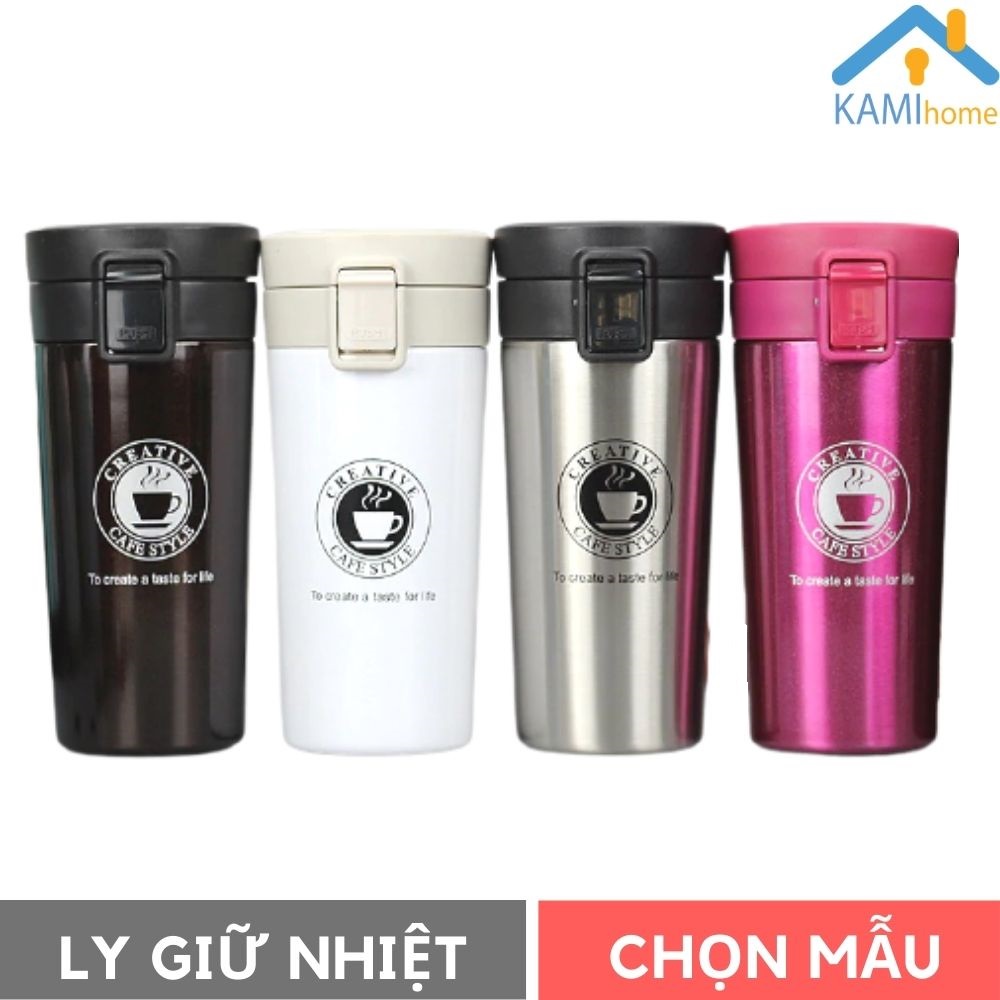 Ly giữ nhiệt inox Nắp bật chuyên uống cà phê 450ml bình cốc cao cấp Kami22040.22041