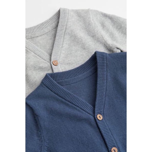 Áo cardigan len ghi+xanh H&M sz 6m-3y