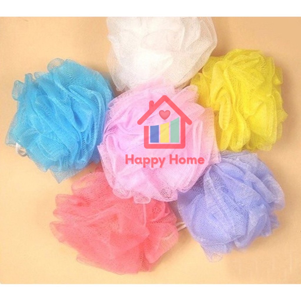 Bông tắm lưới loại tròn nhiều màu sắc Happy Home