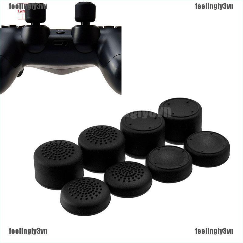 ❤ADA❤ 8 đầu bọc nút cho tay cầm màu đen Silicone cho PS4 Game Analog Controller TO