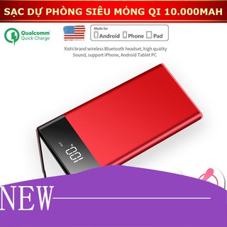 【Hàng sẵn sàng】 [TẶNG CÁP 3 CHÂN + QUẠT MINI] Sạc dự phòng siêu mỏng kim loại nguyên khối S600 - CHUẨN QI 10000mAh.