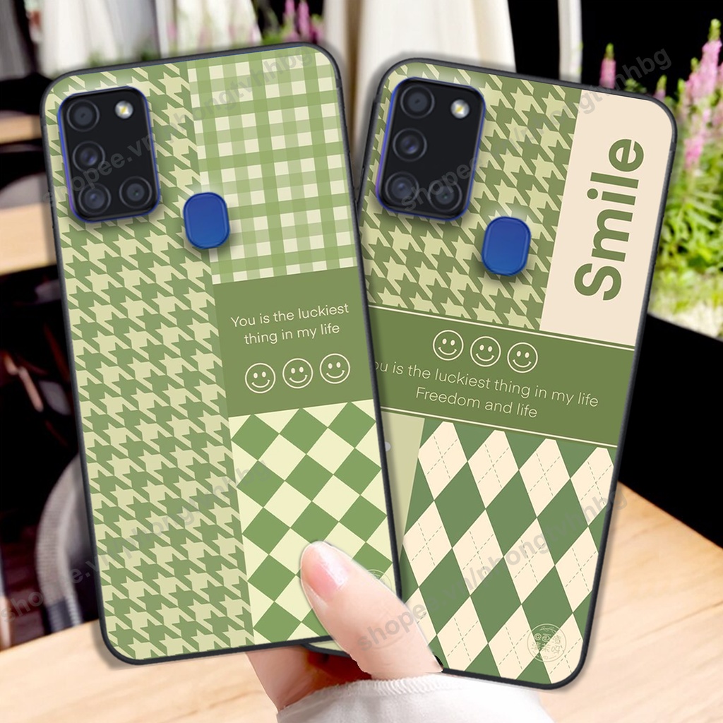 Ốp lưng Samsung A21s in mẫu gấu bo viền , smile mặt cười cực cute đẹp