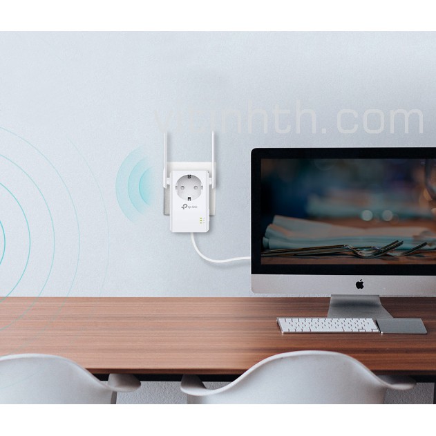 Bộ mở rộng sóng WiFi / Kích sóng WiFi tích hợp ổ cắm điện chính hãng TP-Link WA860RE chuẩn N300Mbps - THComputer Q11