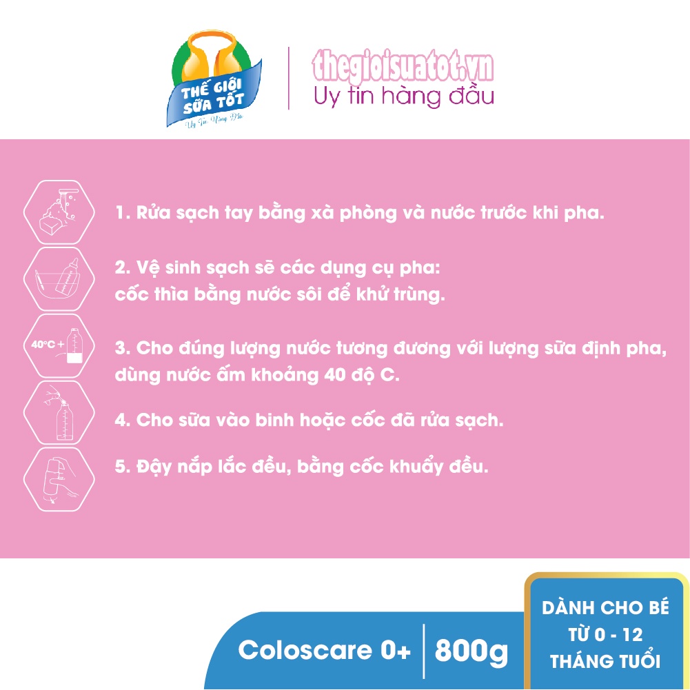 Sữa bột ColosCare 0+ (800G) - Sữa Dinh Dưỡng Tăng Cường Miễn Dịch Cho Trẻ