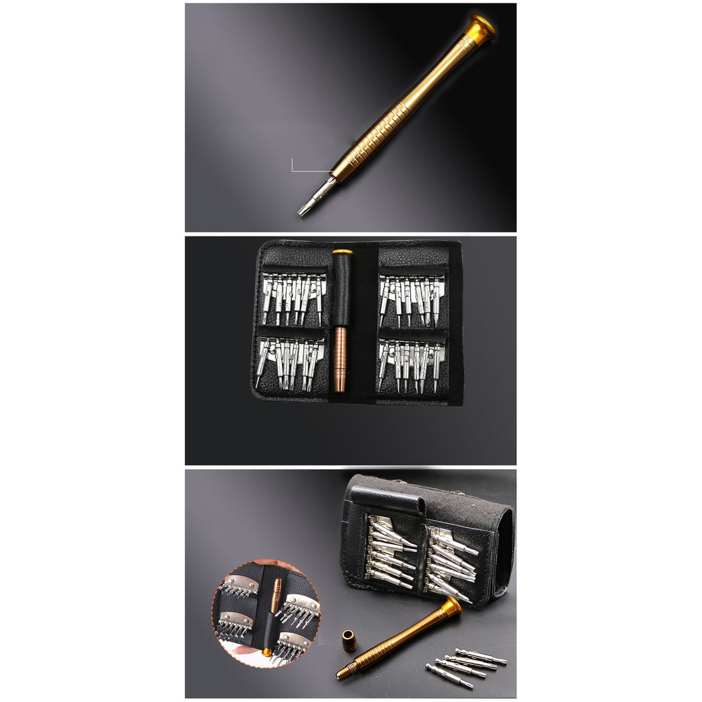 Bộ tua vít đa năng sửa chữa điện thoại screwdriver 25 đầu bóp da Chammart