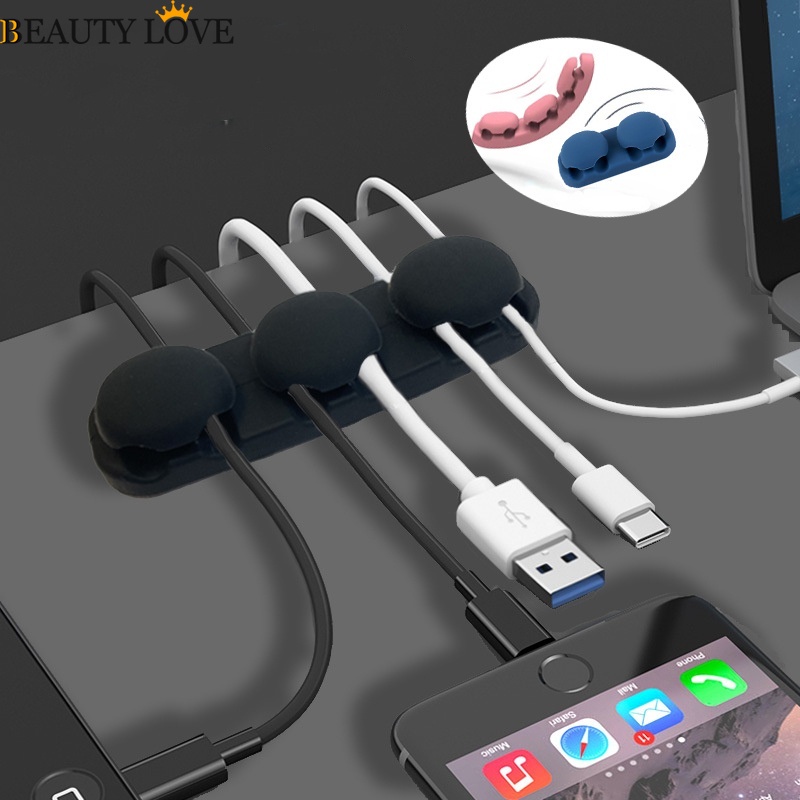 Giá Đỡ Dây Cáp Sạc / Chuột Máy Tính Bằng Silicon 4 / 6 Lỗ Dán Chắc Chắn