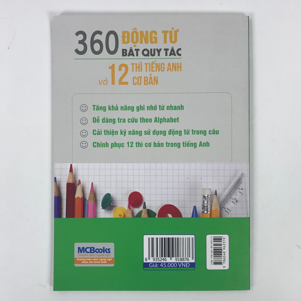 Sách - 360 động từ bất quy tắc và 12 thì tiếng Anh cơ bản (Khổ to)