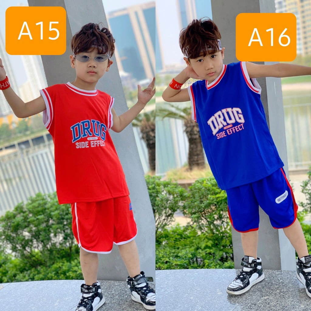 Quần Áo Trẻ Em ⚡GIẢM SỐC ⚡ Set Bộ Quần Áo Bé Trai Mùa Hè 2021 DRUG Chất Thông Hơi Co Giãn 4 Chiều Thoáng Mát