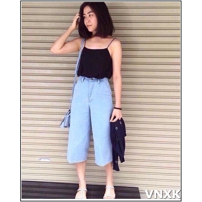 Quần jean nữ BAGGY LỠ GỐI ( XANH Đ XANH N ) TRƠN A3-5