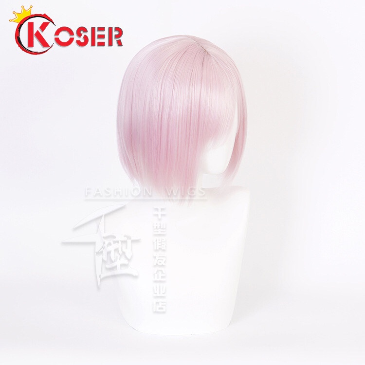 Fate Grand Order / FGO Mash / Matthew Kyrielite Cosplay Tóc ngắn màu hồng tím chịu nhiệt Cosplay trang phục tóc giả
