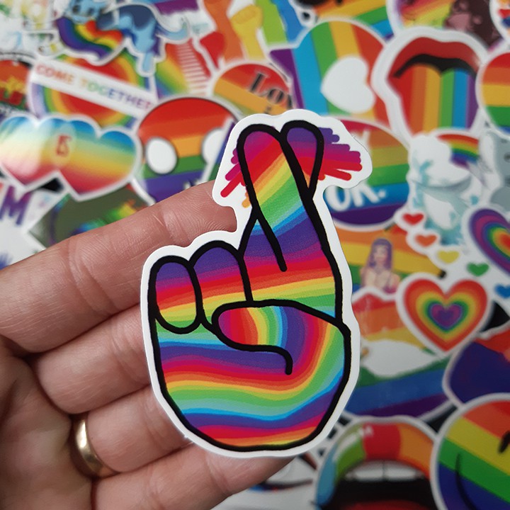 Bộ Sticker dán cao cấp chủ đề CẦU VỒNG LGBT - Dùng dán Xe, dán mũ bảo hiểm, dán Laptop...