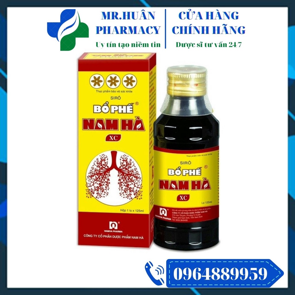Siro Bổ Phế Nam Hà XC 125ml - Giúp bổ phế, giảm ho, giảm đờm, giảm đau rát họng, khản tiếng do viêm họng, viêm phế quản