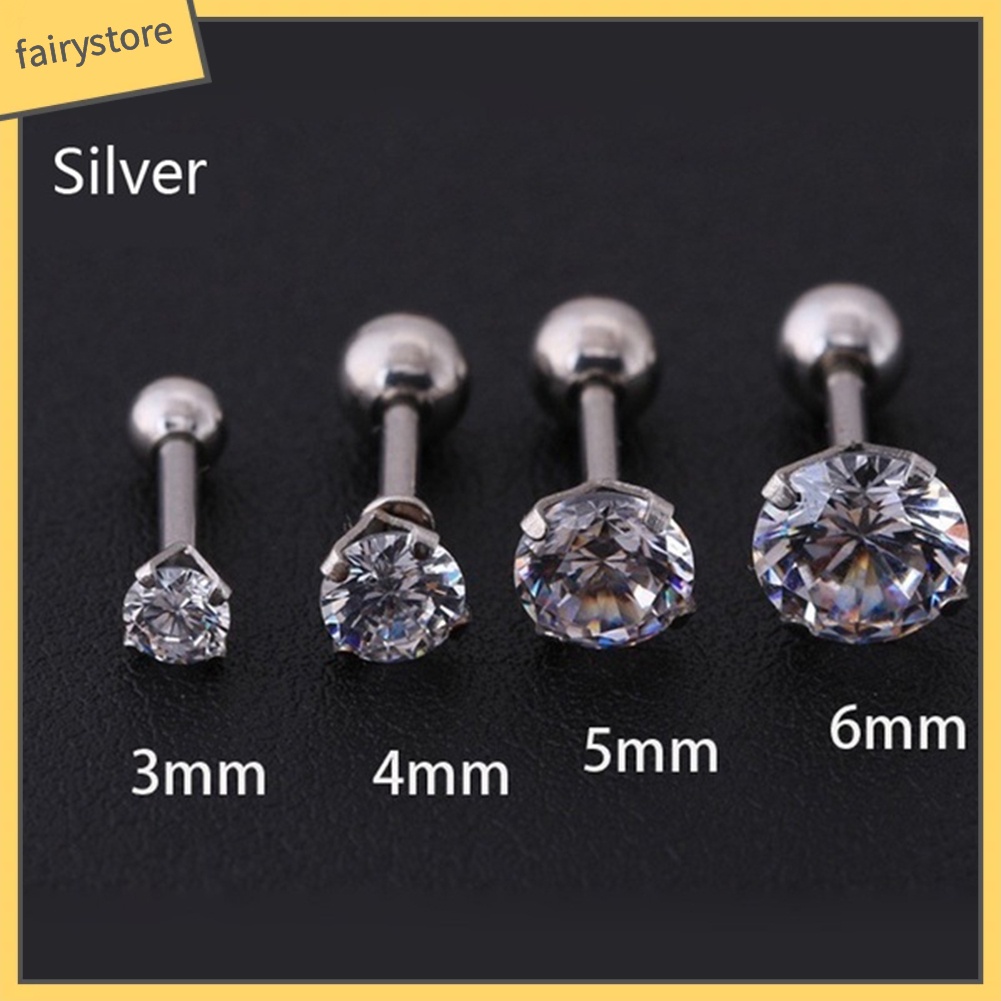 Khuyên tai thép titan đính đá nhân tạo thời trang cho nữ