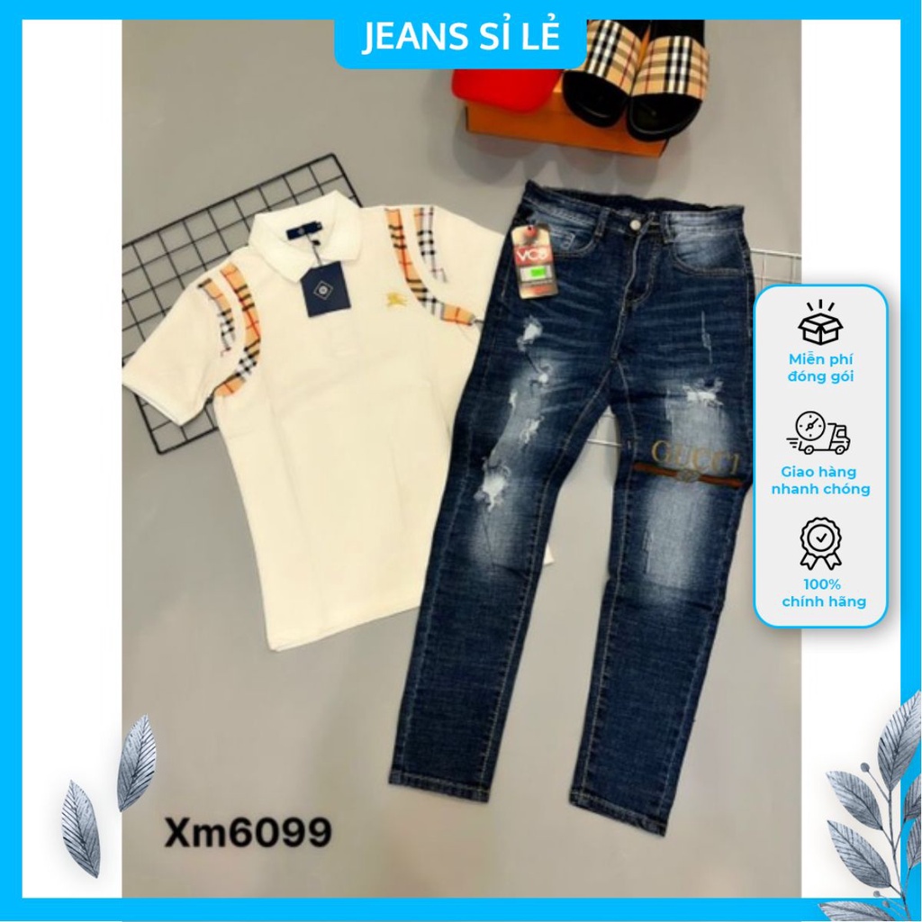 quần jean sám viền đen trắng rách sành điệu k4040
