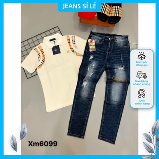 quần jean sám viền đen trắng rách sành điệu k4040