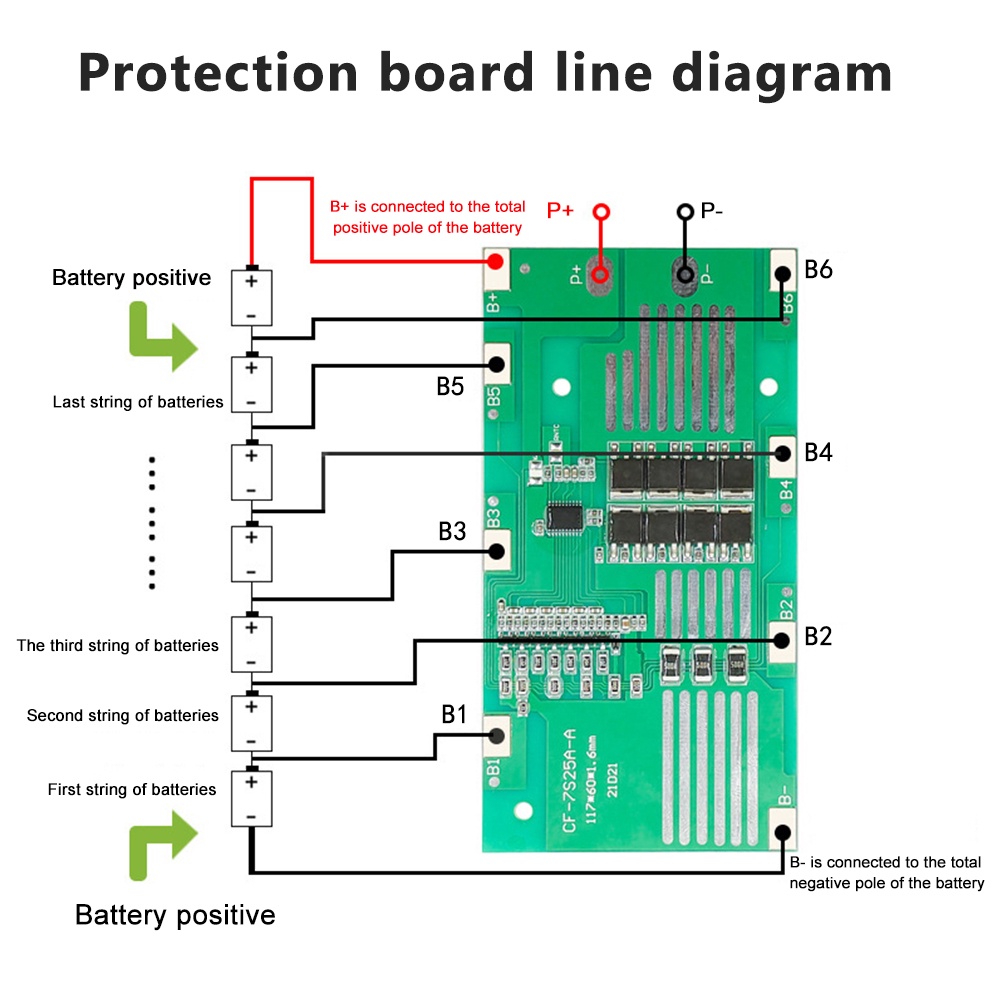 DIYMORE Bảng mạch bảo vệ pin lithium 18650 7S 24V 25A chất lượng cao