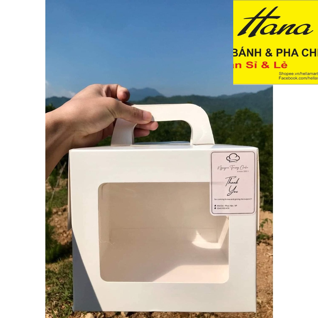 Hộp đựng bánh gato Trắng kèm đế 16cm