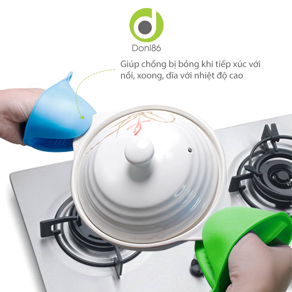 Kẹp nhấc nồi silicone mềm dẻo, cao cấp, cách nhiệt, rãnh chống trượt - Doni - DOPK207