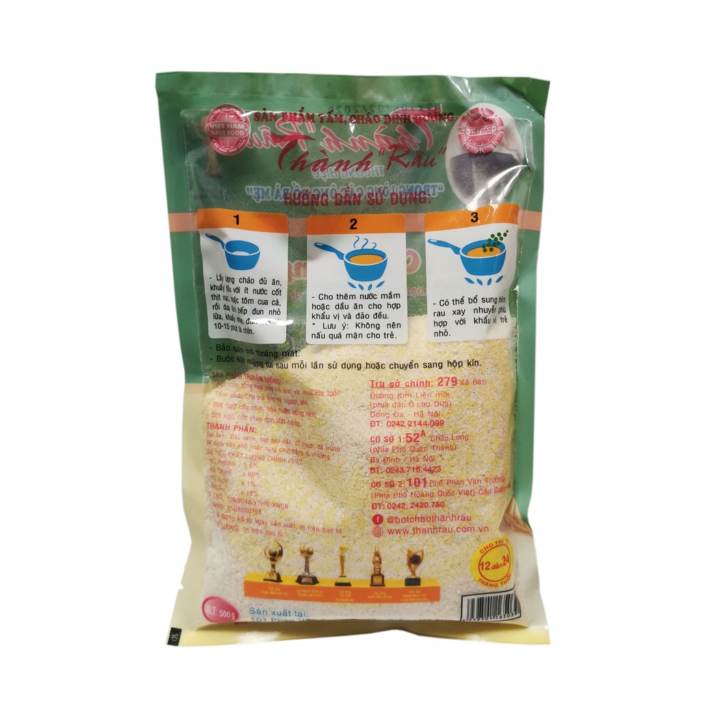 Bột Dinh Dưỡng Thành Râu Túi 500g (Tấm, cháo tổng hợp bổ sung vitamin và khoáng chất từ thiên nhiên)