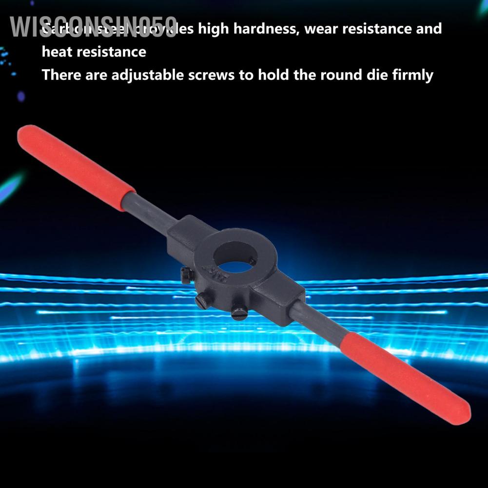 Wisconsin059 Round Die Tap Reamer Carbon Steel Wrench with Adjustable Screws Protable Tapping Tools for M4.5 to M6