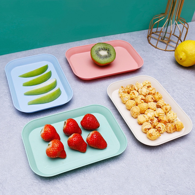 Đĩa Ăn Tráng Miệng/Salad/Salad Hình Vuông Chất Liệu Rơm Lúa Mì 12*17*1.5cm