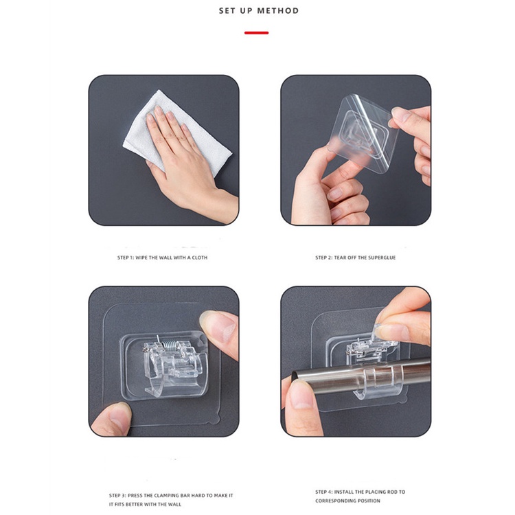 Set 2 Móc Treo Đồ Dính Tường Trong Suốt Chịu Lực Tốt