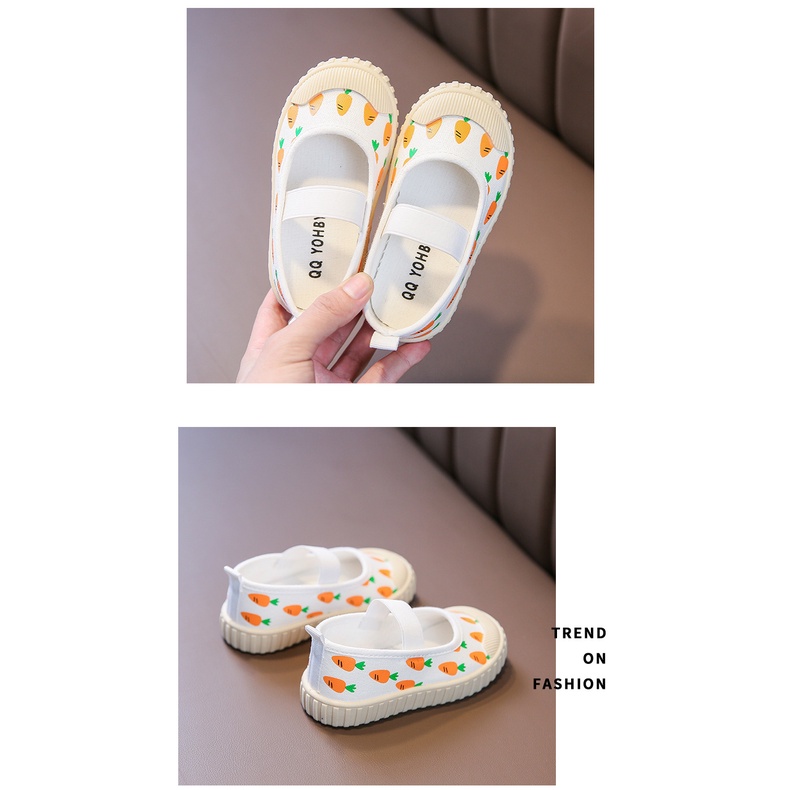 [Có sẵn] Giày vải Canvas cho bé gái in hoạt hình kiểu Hàn Quốc xinh xắn cho bé gái