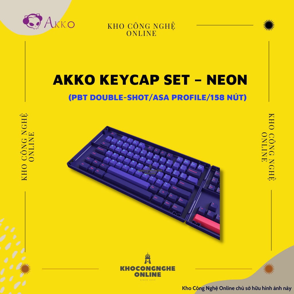 [Mã 33ELSALE hoàn 7% đơn 300K] AKKO Keycap set – NEON (PBT Double-Shot/ASA profile/158 nút)