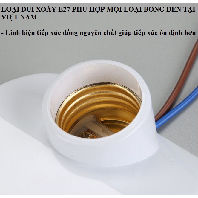 Đui đèn cảm biến chuyển động bật tắt tự động 65W 220V dạng đui xoáy E27 tiện dụng loại tốt có nút chỉnh