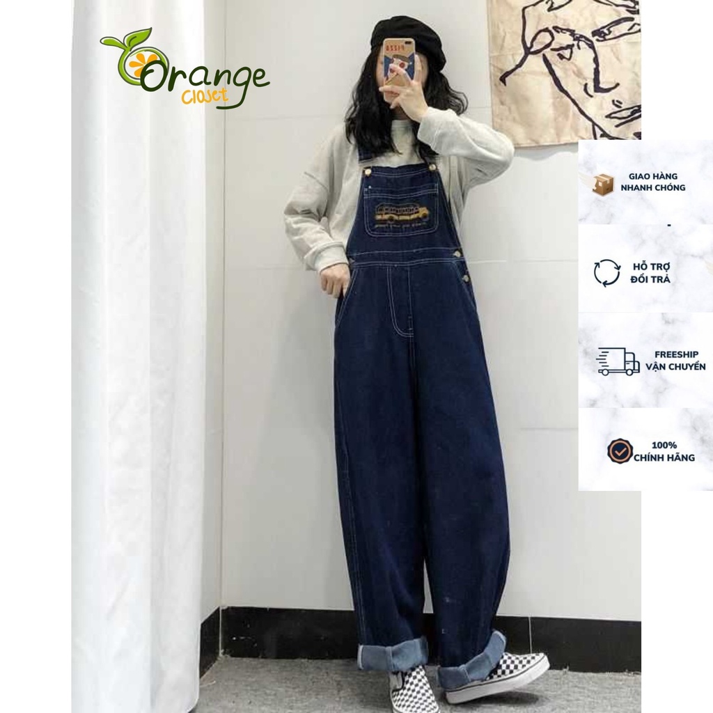 Quần Yếm Jean Dài Ống Rộng Phong Cách Hàn Quốc Yếm Bò Demin Quần Dài Yem26603 Orange Closet