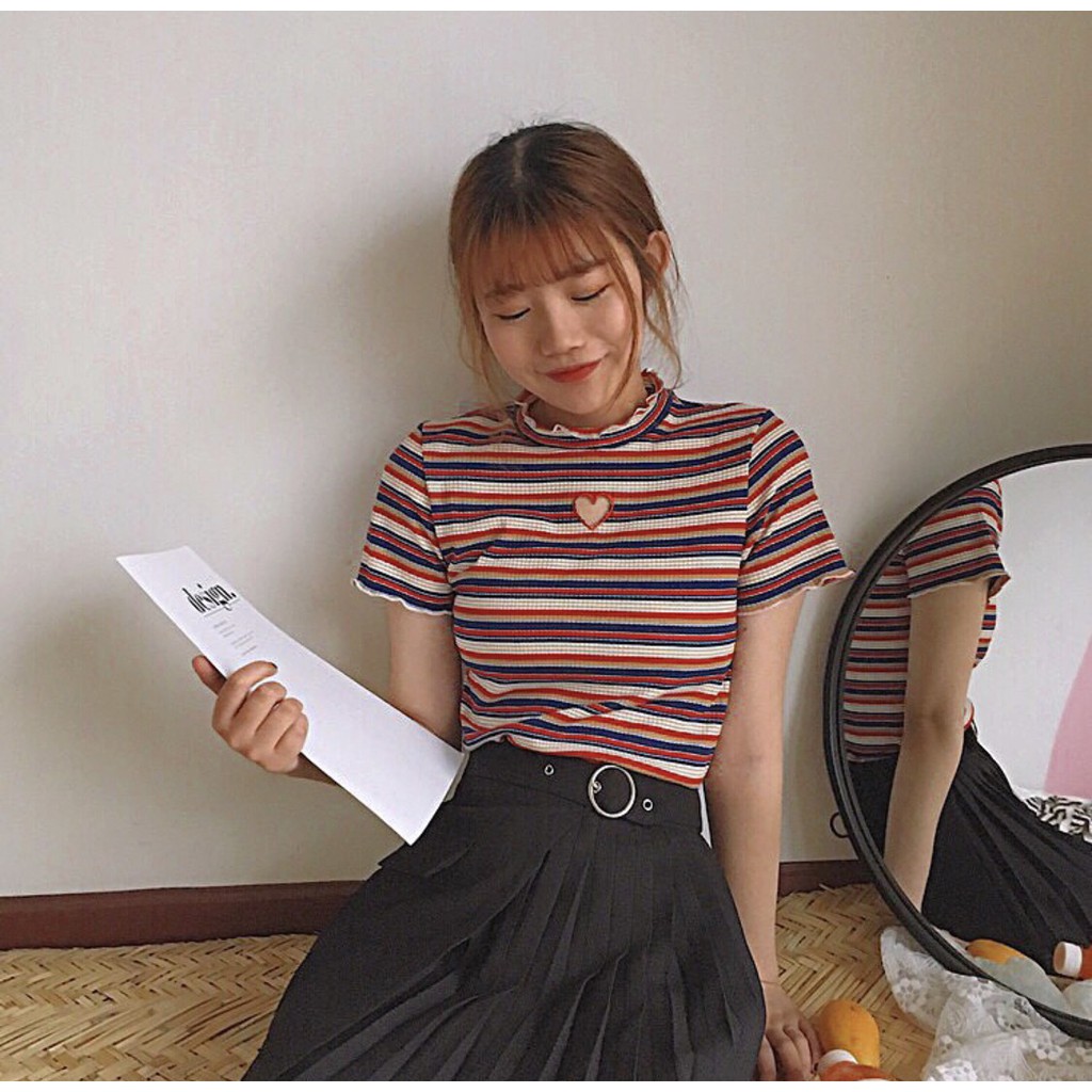 Heartee hot hit cut out tim sọc ngang màu best seller