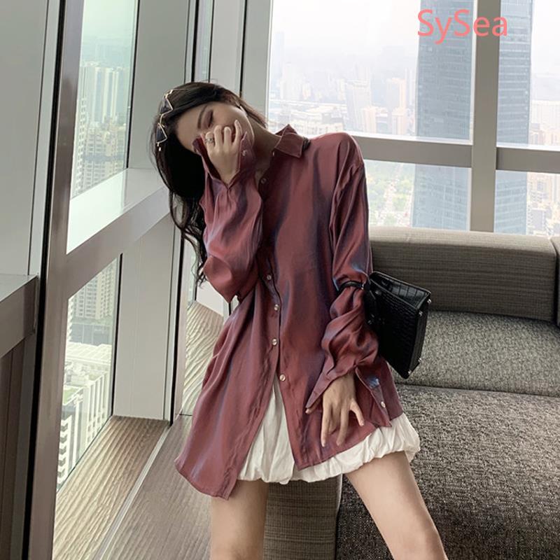 Áo sơ mi tay dài dáng rộng chống nắng thời trang mùa hè trẻ trung cho nữ