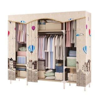 Tủ Vải Đựng Quần Áo Tủ Treo Quần Áo Vải 3 Buồng Khung Thép Loại 1 Vải Cotton Khung Thép Siêu To22mm