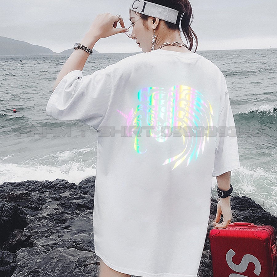 ÁO THUN PHẢN QUANG 7 MÀU TAY LỠ NAM NỮ NGỰA 1 SỪNG