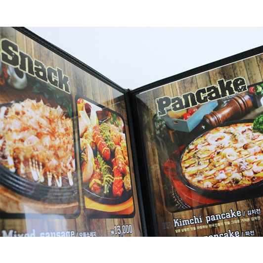 Bìa menu 8 Trang  màu đen- Kích thước A4