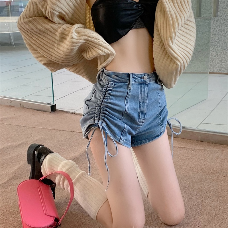 Quần Short Denim Mỏng Lưng Cao Xu Hướng Mới Mùa Hè Hàn Quốc Cho Nữ