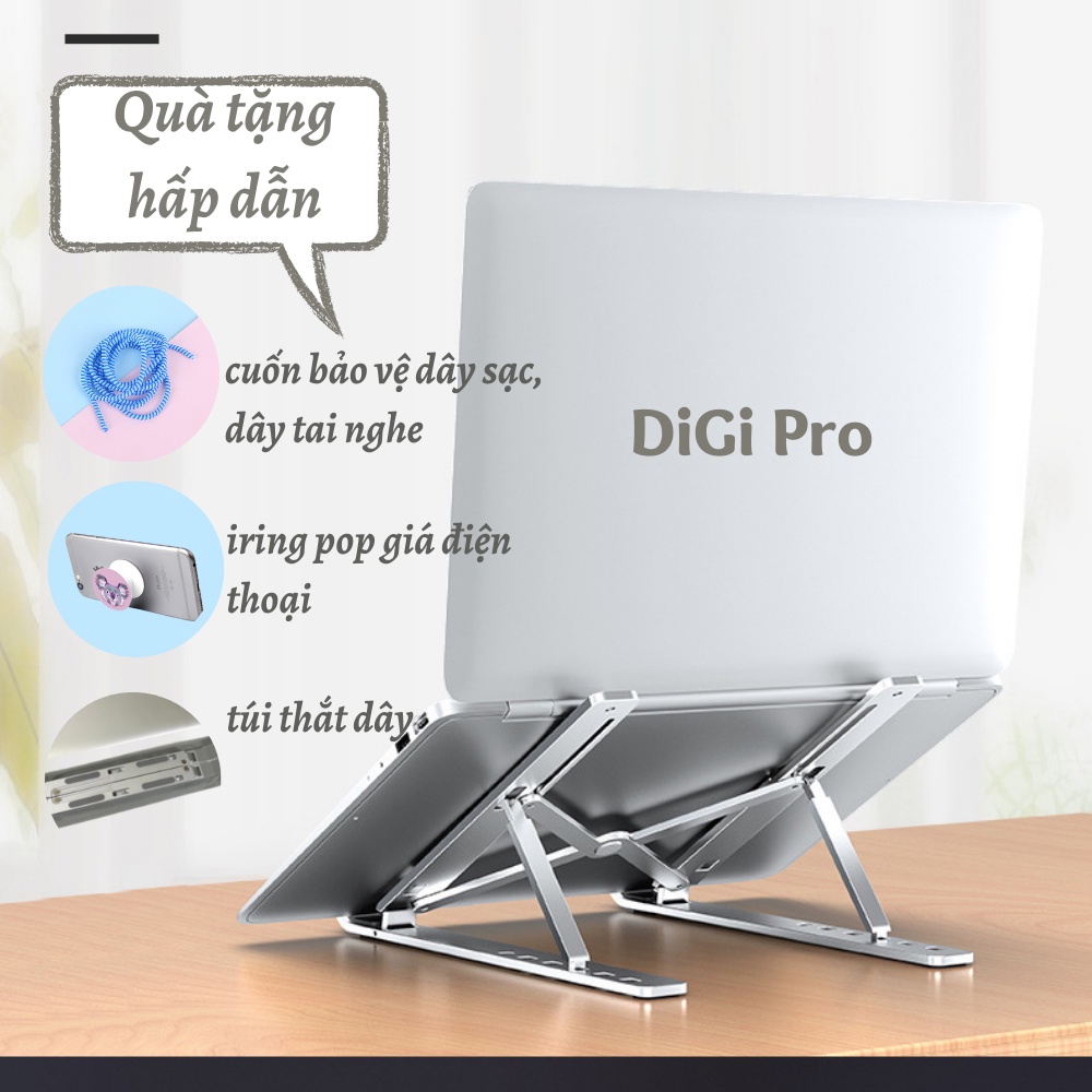 Giá Đỡ Laptop Nhôm Kê Máy Tính Bảng Cao Cấp Tản Nhiệt Có Nhiều Mức Điều Chỉnh Độ Cao Và Gấp Gọn Tiện Lợi Tặng Túi