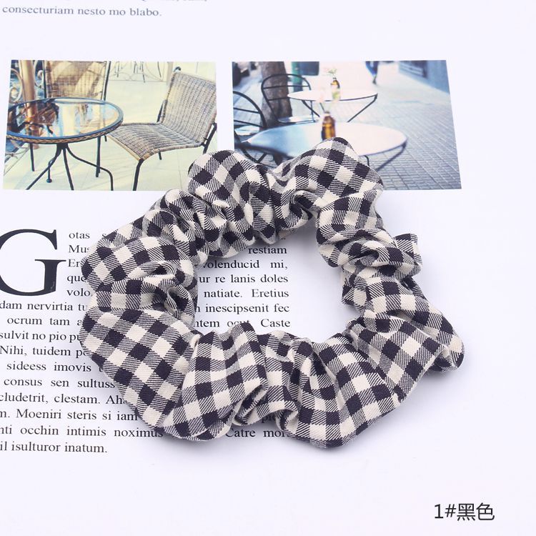 Dây Buộc Tóc Cao Su Bản Lớn In Họa Tiết Caro Phong Cách Pháp Cho Nữ