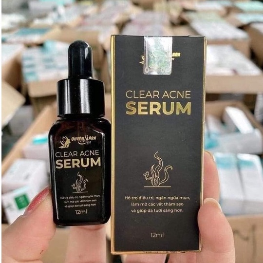 Serum Ngăn Ngừa Mụn Và Thâm ,Se Khít Lỗ Chân Lông Giúp Da Sáng Mịn Clear Acne Quyên Lara 12Ml