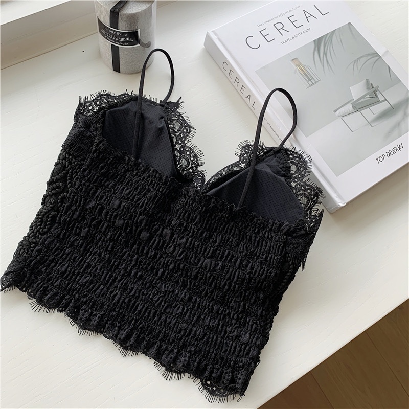 Bralete nữ ren, áo bra ren nữ họa tiết hình xoắn ốc dáng croptop có đệm mút ngực, không gọng tôn dáng. | BigBuy360 - bigbuy360.vn