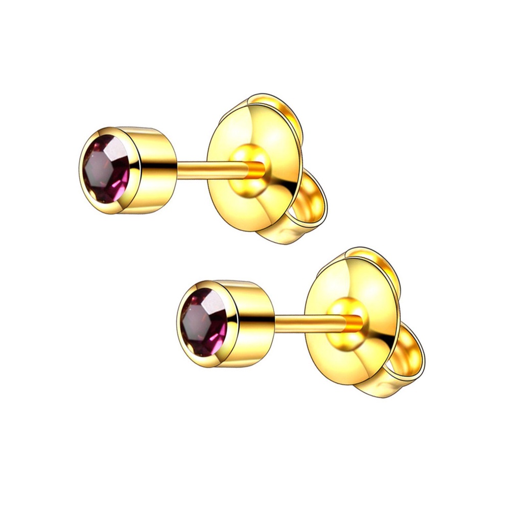 EUCA 1 Đôi Bông Tai Pha Lê 4mm Mạ Vàng / Bạc Đính Đá Zircon Chống Rỉ Sét