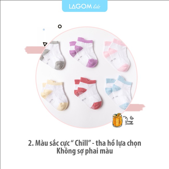 [Combo 6 đôi] Tất trẻ em cao cấp kẻ sọc cotton từ 1-3-5 tuổi | Tất chống trượt cho bé trai &amp; bé gái ngắn cổ mềm mịn