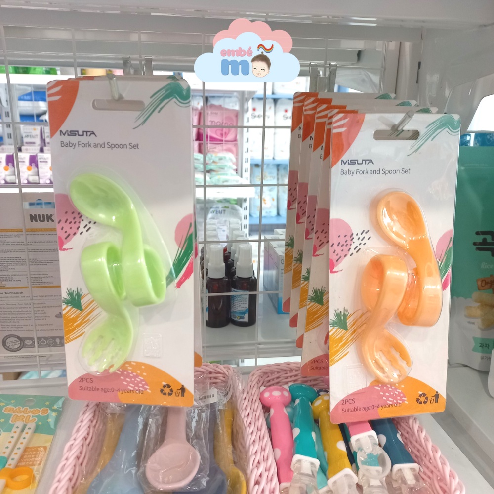 Set Thìa Nĩa Xoắn Cong Tập Ăn Dặm MISUTA - Embé Mỡ