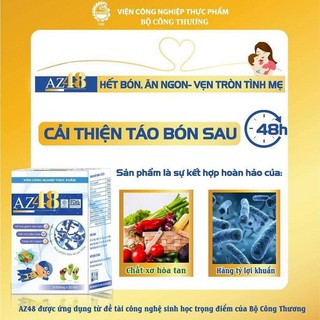 [2 hộp] Men hỗ trợ tiêu hóa AZ48-Viện công nghiệp thực phẩm, bé hết táo bón-biếng ăn,hộp 20 gói