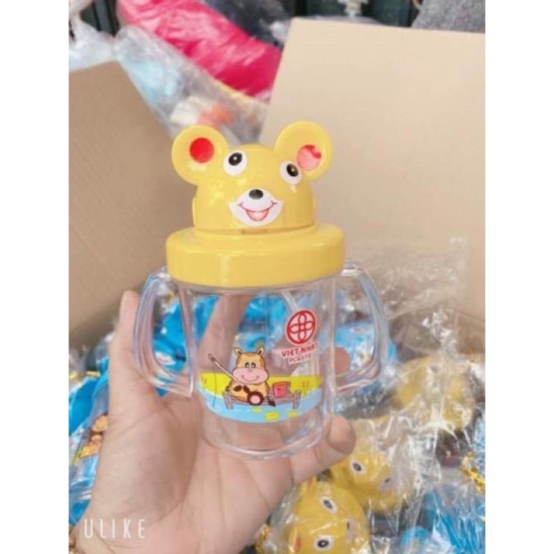 [Kho sỉ]  CỐC TẬP HÚT NƯỚC CHO BÉ CÓ TAY CẦM VÀ ỐNG HÚT 280ML VIỆT NHẬT-MADE IN VIETNAM-0011