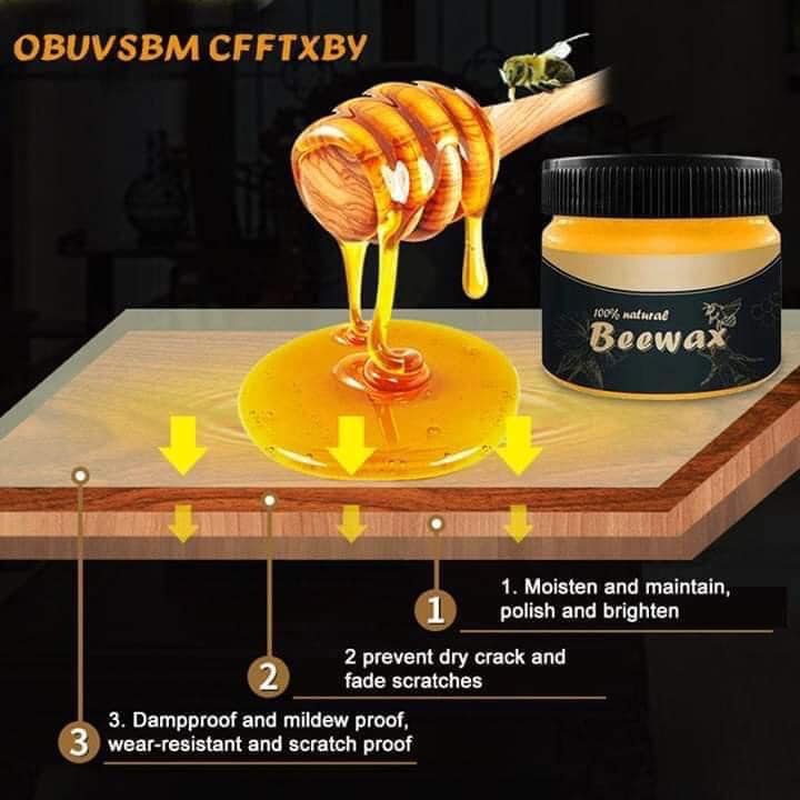 Sáp đánh bóng đồ gỗ Beewax 80g, Sáp ong tự nhiên giúp đồ gỗ sáng bóng như mới 100% natural