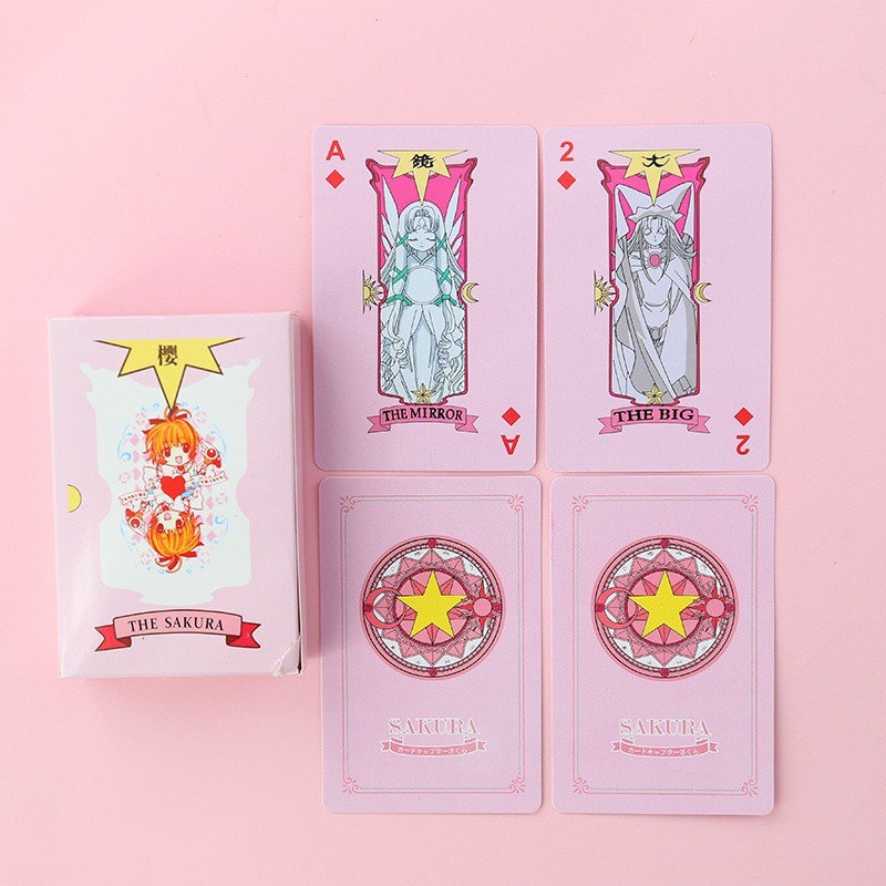 Bộ bài tây Sakura Tú Lơ Khơ Thủ Lĩnh Thẻ Bài  màu hồng