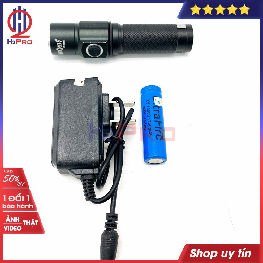 Đèn pin LED siêu sáng mini pin sạc HY-F806 H2Pro hàng hãng-cao cấp-pin 1200mah,chống thấm nước-3 chế độ sáng-LED trắng