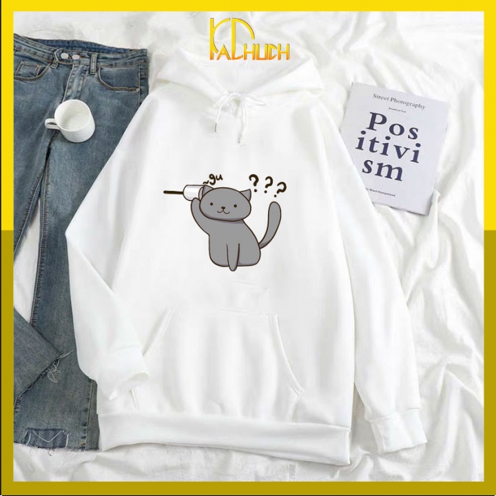 ÁO HOODIE CẶP IN MÈO ĐÀM THOẠI DỄ THƯƠNG