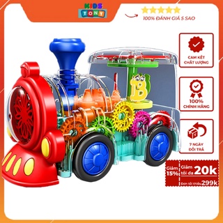Tàu hỏa chạy pin có nhạc và đèn vui nhộn,đồ chơi xe lửa bánh răng trong suất,tàu điện đa năng có nhạc và đèn cho bé